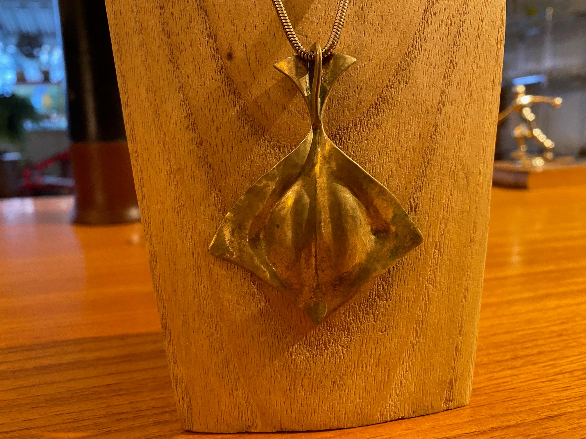 Brass "Ginko" Leaf Pendant on Chain