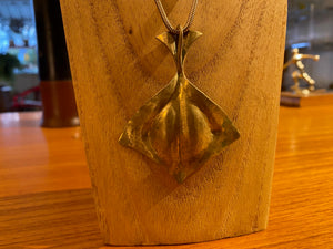 Brass "Ginko" Leaf Pendant on Chain