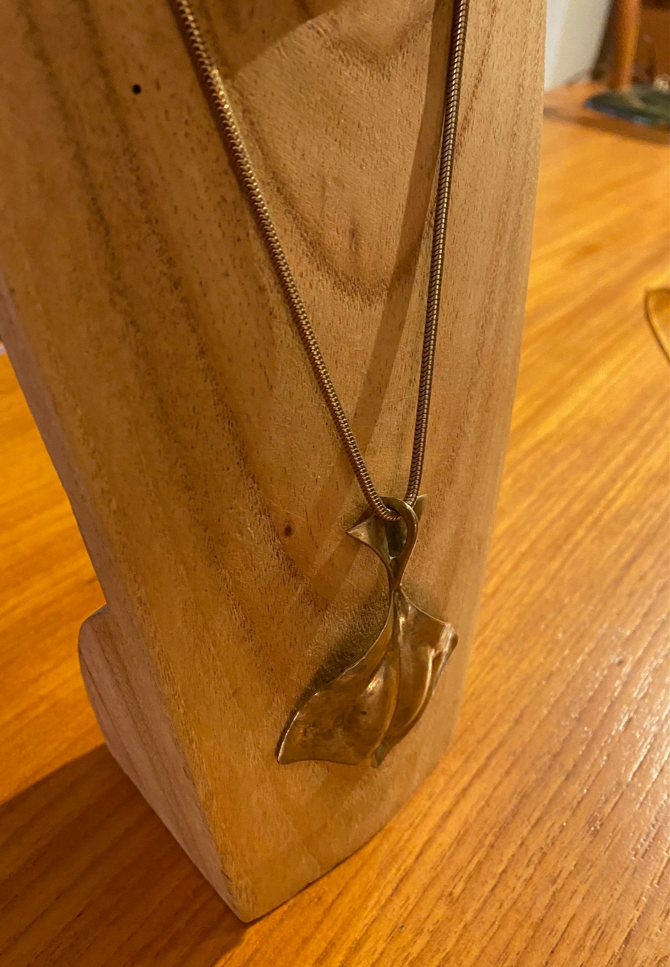 Brass "Ginko" Leaf Pendant on Chain