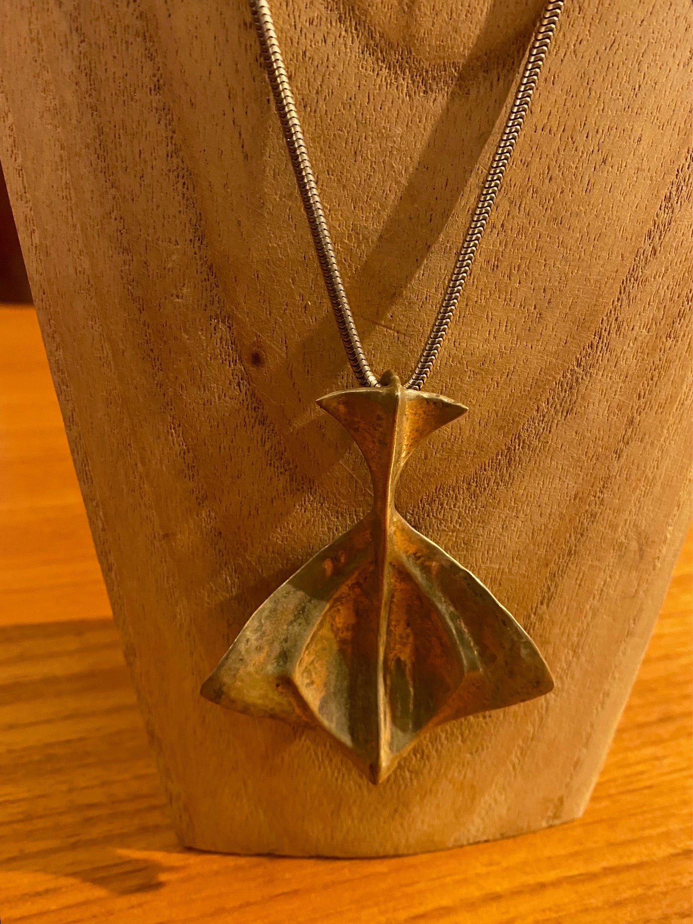 Brass "Ginko" Leaf Pendant on Chain
