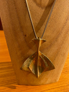 Brass "Ginko" Leaf Pendant on Chain