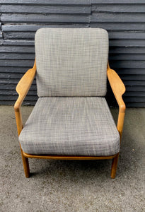 MCM lounge chair designed by&nbsp;Tove &amp; Edvard Kindt - Larsen for France &amp; Daverkosen. Newly upholstered in black tweed. Made in Denmark- Cook Street Vintage