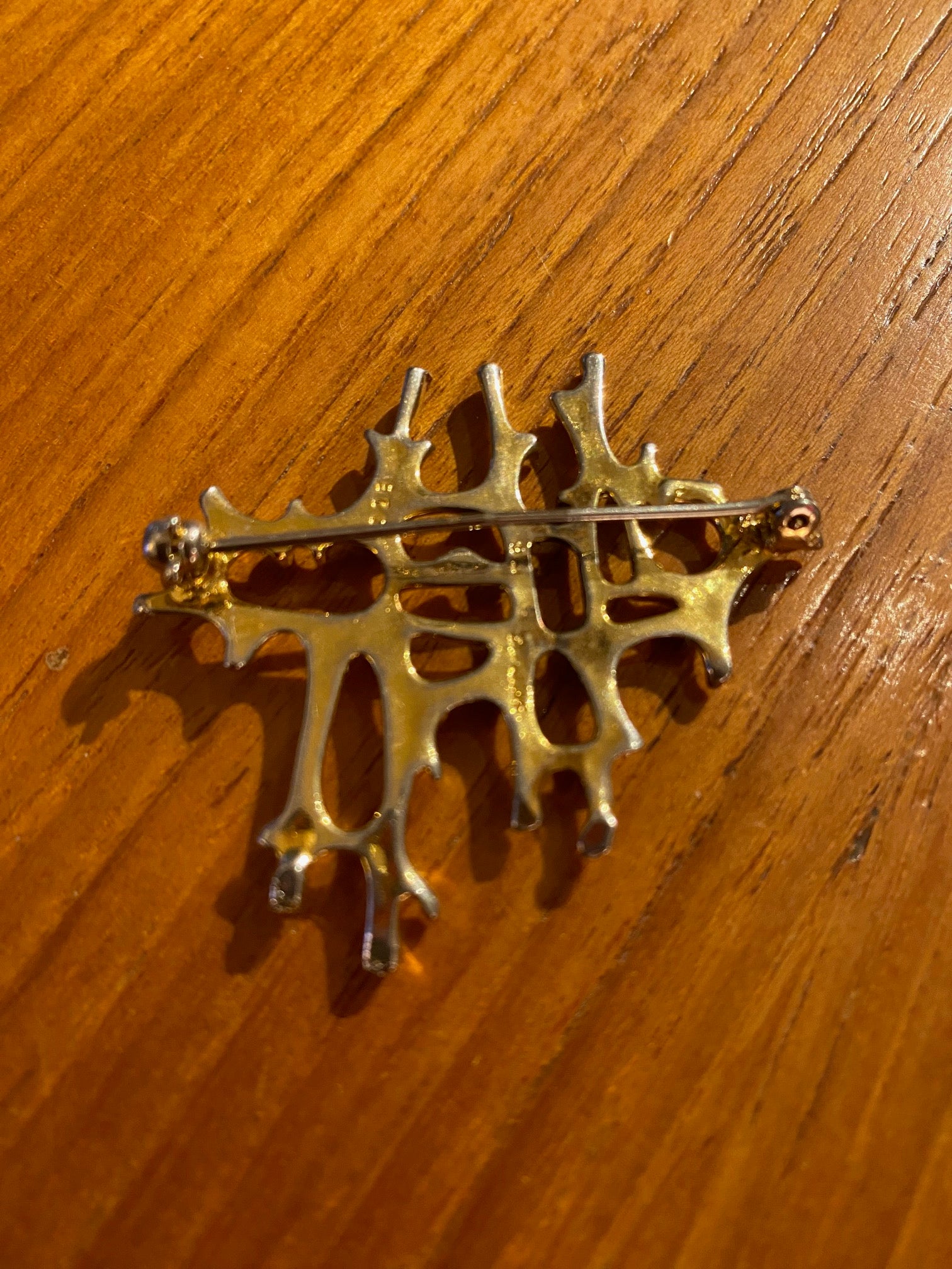 Sterling Silver and Vermiel Brutalist Pin