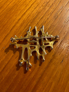 Sterling Silver and Vermiel Brutalist Pin
