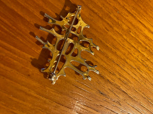 Sterling Silver and Vermiel Brutalist Pin