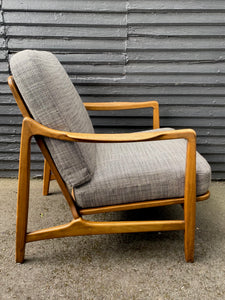 MCM lounge chair designed by&nbsp;Tove &amp; Edvard Kindt - Larsen for France &amp; Daverkosen. Newly upholstered in black tweed. Made in Denmark- Cook Street Vintage