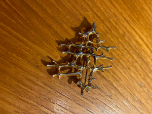 Sterling Silver and Vermiel Brutalist Pin
