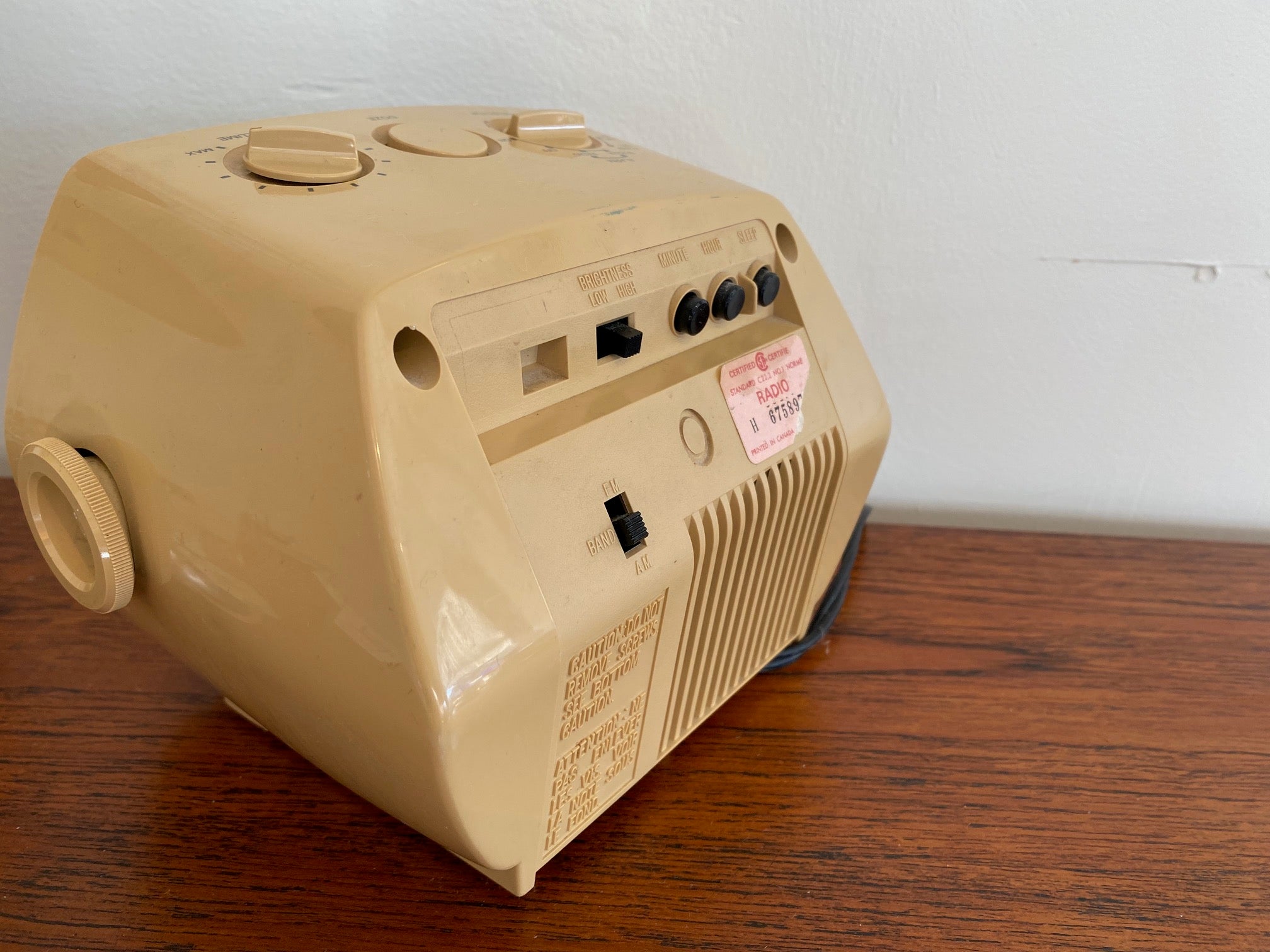 Back and side of Vintage Panasonic FM-AM Band Electronic Digital Clock Radio. Panasonic Model no. RC-55. Made in Japan- Cook Street Vintage