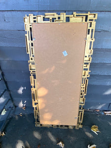 Back of Fabulous Brutalist mirror. Copper and bronze resin heavy frame can be hung vertically or horizontally. Made in 1970 by Syroco- Cook Street Vintage