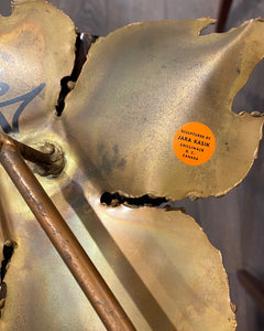 sticker on reverse ofMid-century torched metal art by Jara Kasik- Cook Street Vintage.