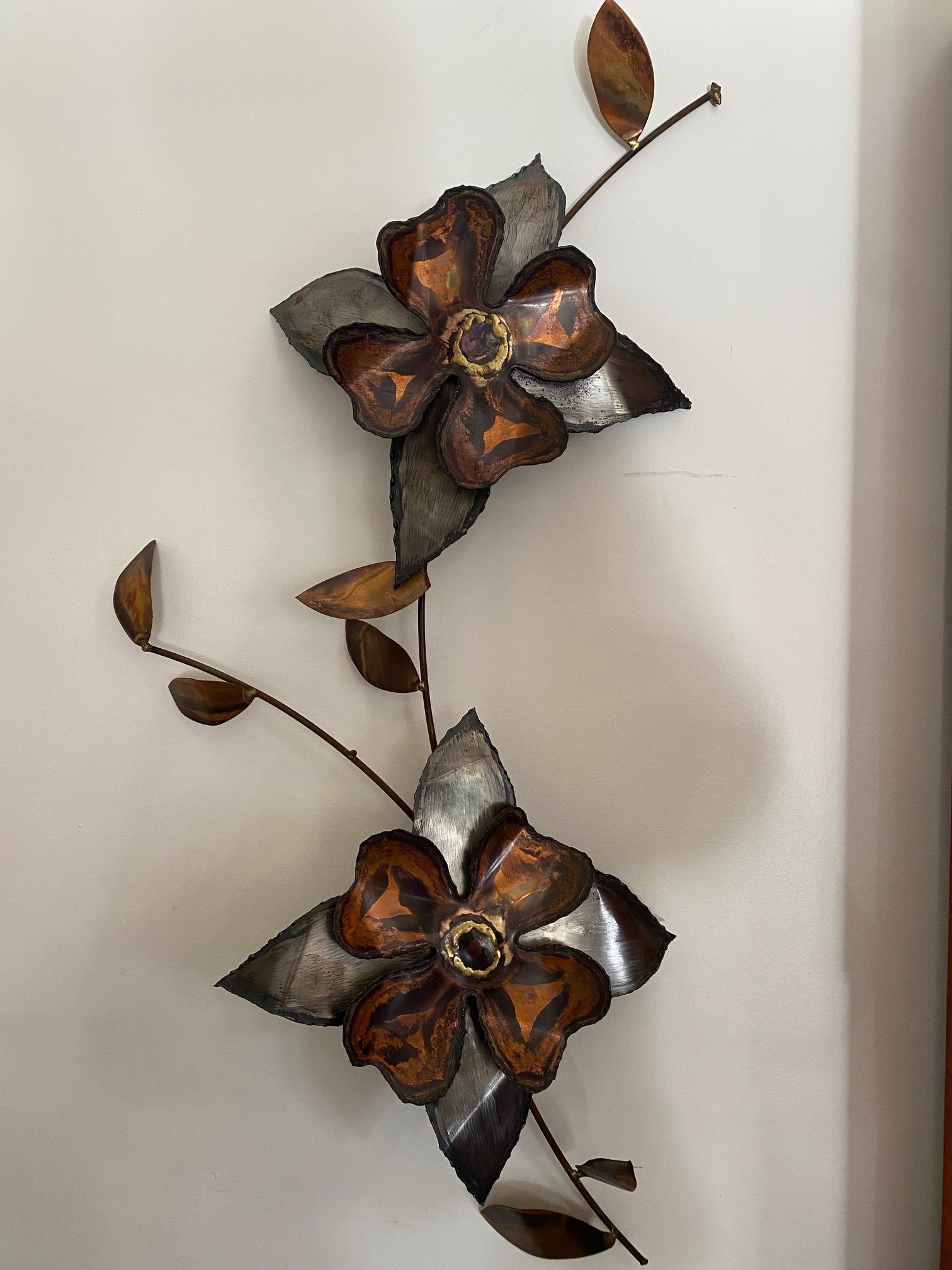 Floral Torched Metal Art Sculpture