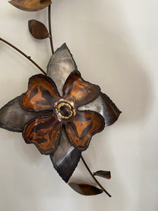 Floral Torched Metal Art Sculpture