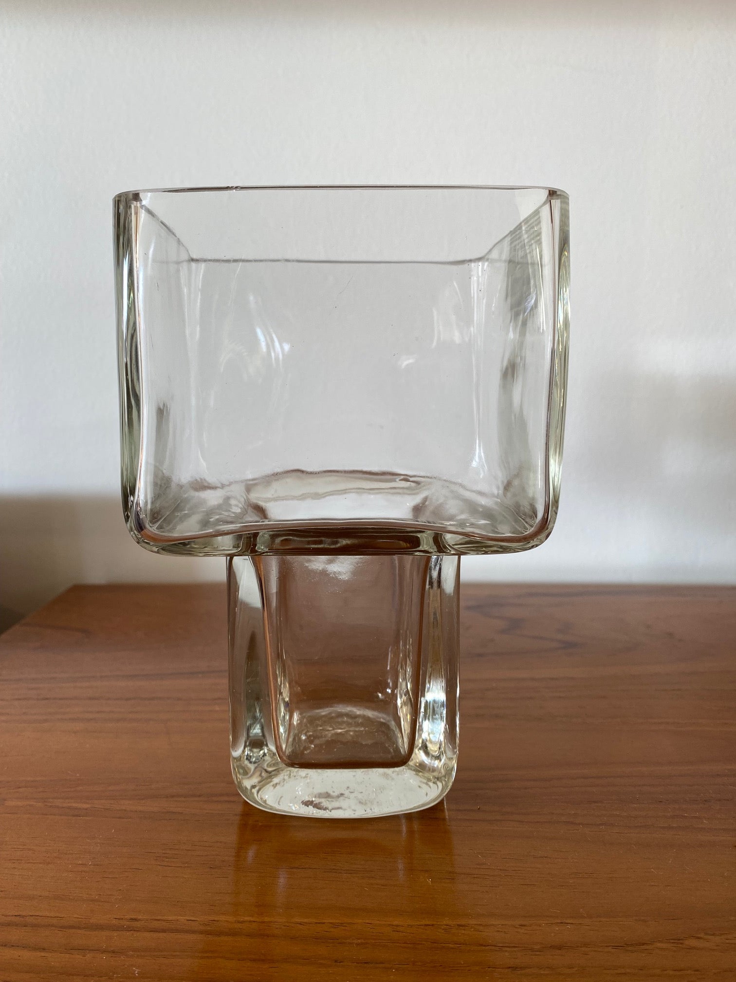 Chunky Rectangular/ Square Riihimaen Lasi  Glass Vase  by designed by Helena Tynell- Cook Street Vintage