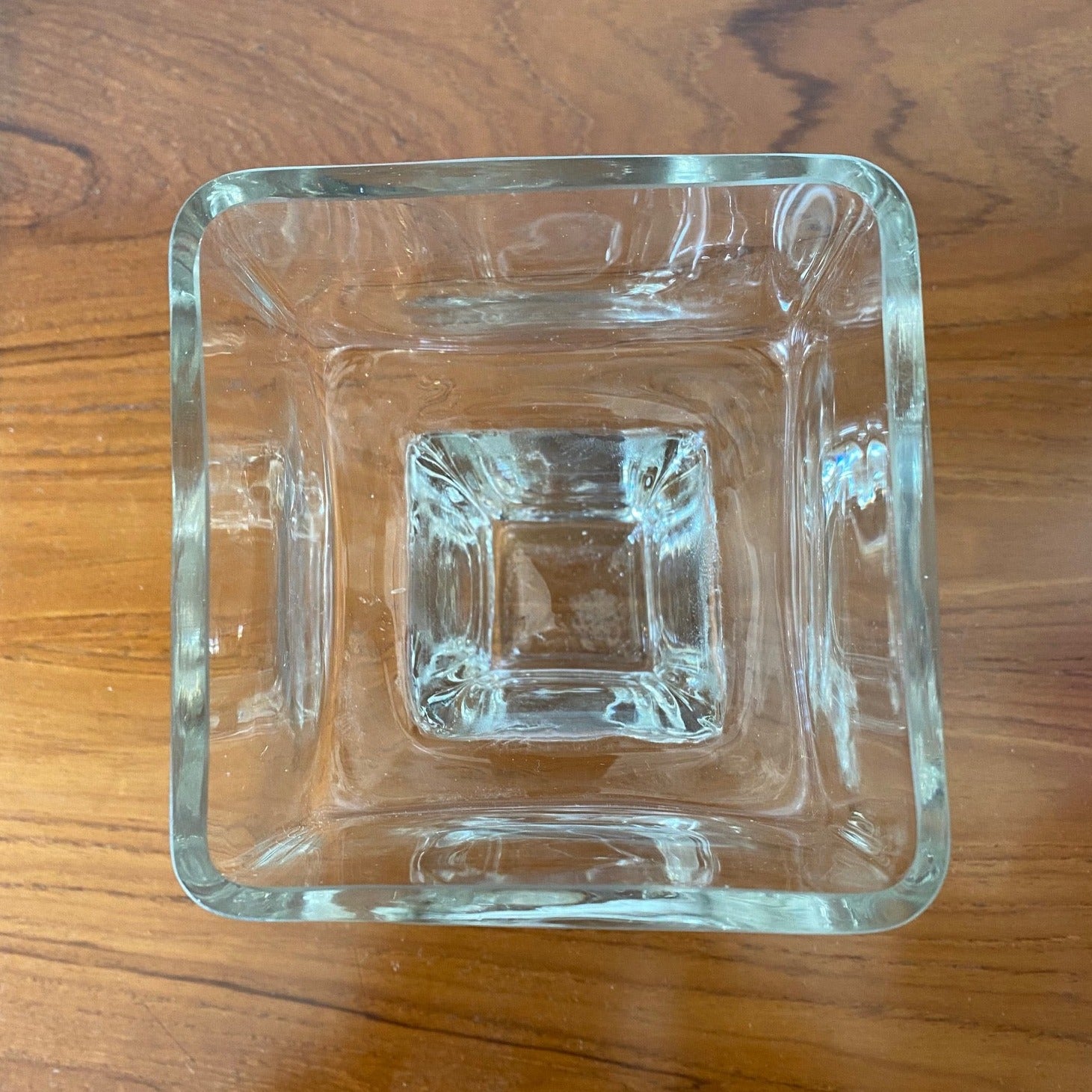 Top view of Chunky Rectangular/ Square Riihimaen Lasi  Glass Vase  by designed by Helena Tynell- Cook Street Vintage
