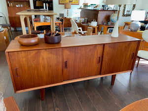 Vintage Teak Credenza with Sliding Doors