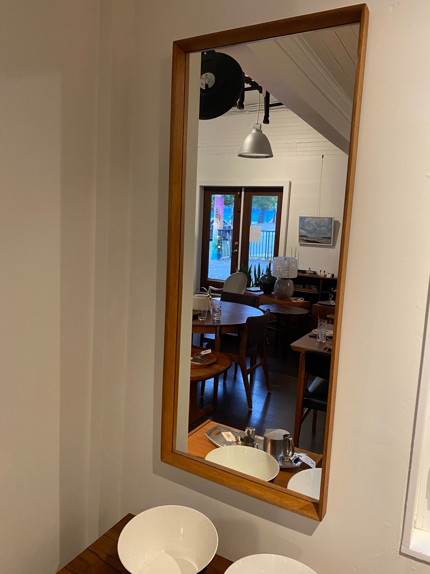 Large Mid-century 1960s Kuvastin Spegel Teak Mirror