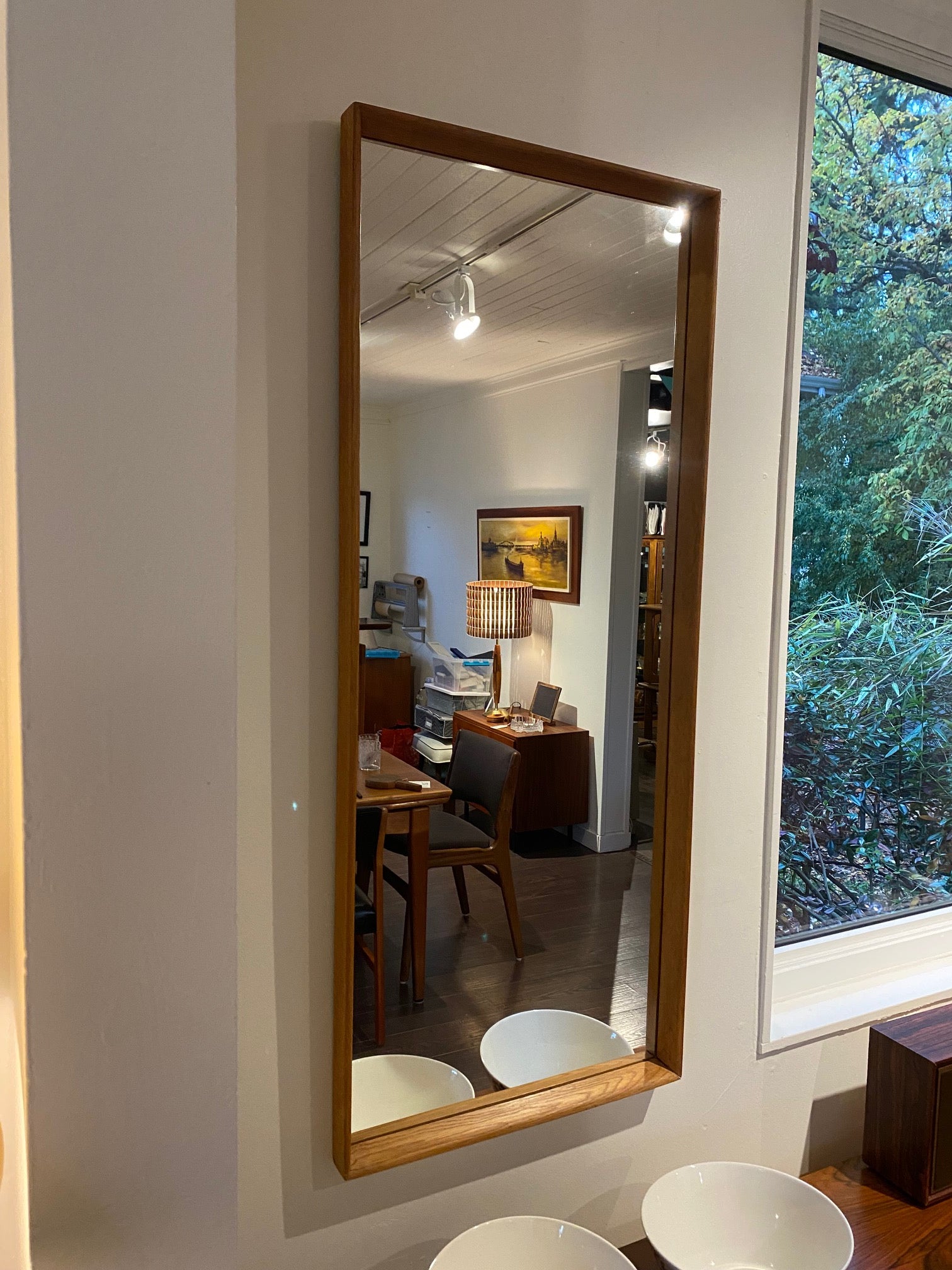 Large Mid-century 1960s Kuvastin Spegel Teak Mirror