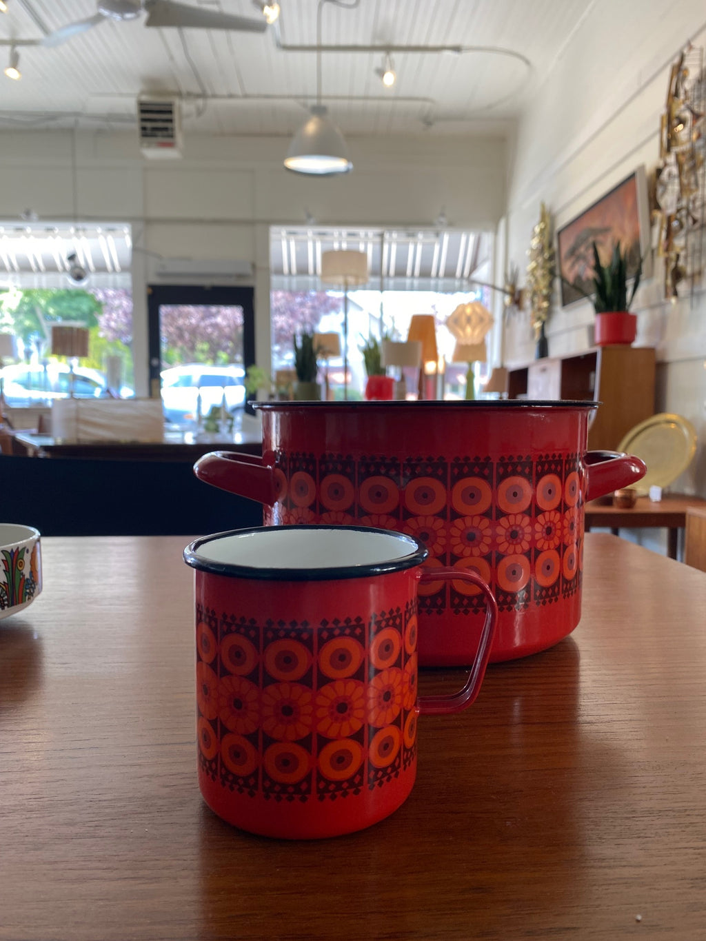 Kaj Franck Finel Arabia Red Daisy Enamel Mug- Cook Street Vintage