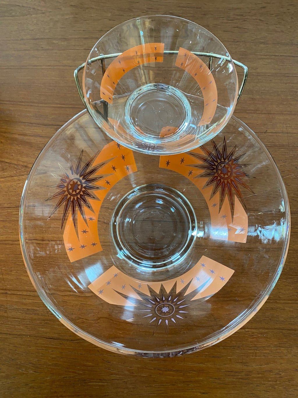 VIntage chip and dip set in orange and gold- Cook Street Vintage