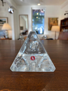 base showing iittala sticker of Arkipelago glass candle holder designed by Timo Sarpaneva for iittala- Cook Street Vintage.