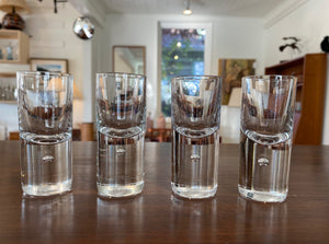 Set of 4 Kosta Boda Pippi Aqua Vittae Shot Glasses