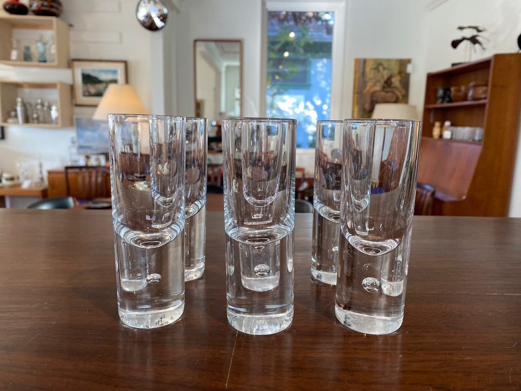 Set of 6 Kosta Boda Pippi Aqua Vittae Liqueur- Cook Street Vintage