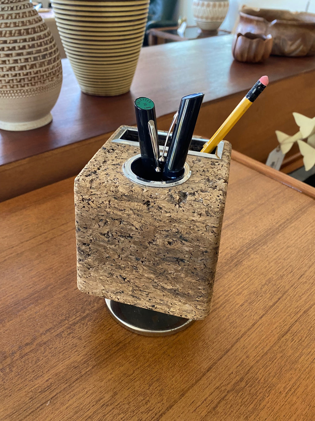 Mid-century Cork Desk Organizer- Cook Street Vintage