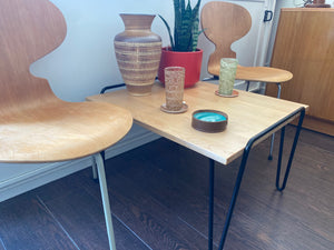 Vintage Coffee Table With Hairpin Rod Iron Legs