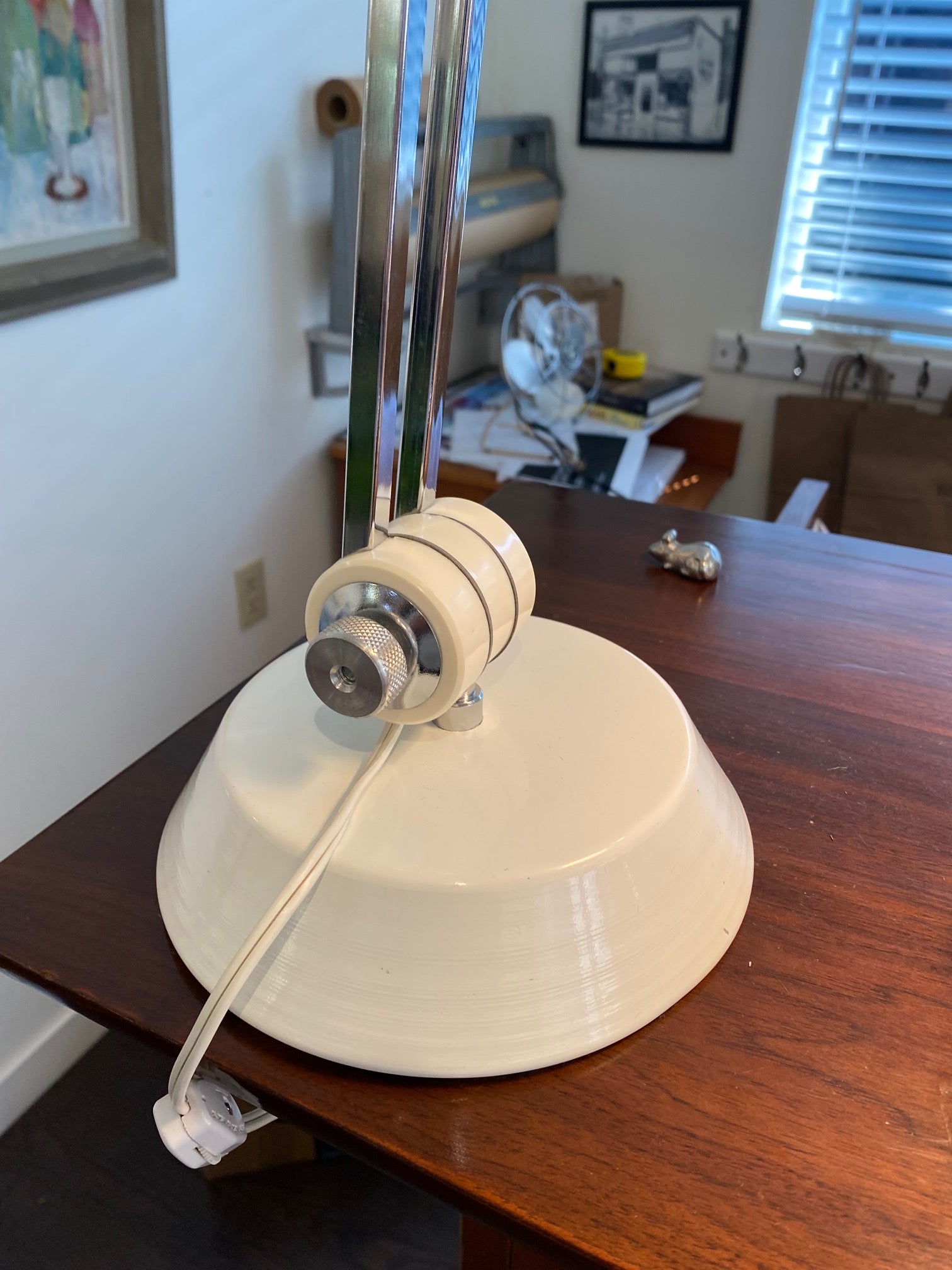 Vintage Task Lamp in White and Chrome