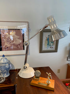 Vintage Task Lamp in White and Chrome