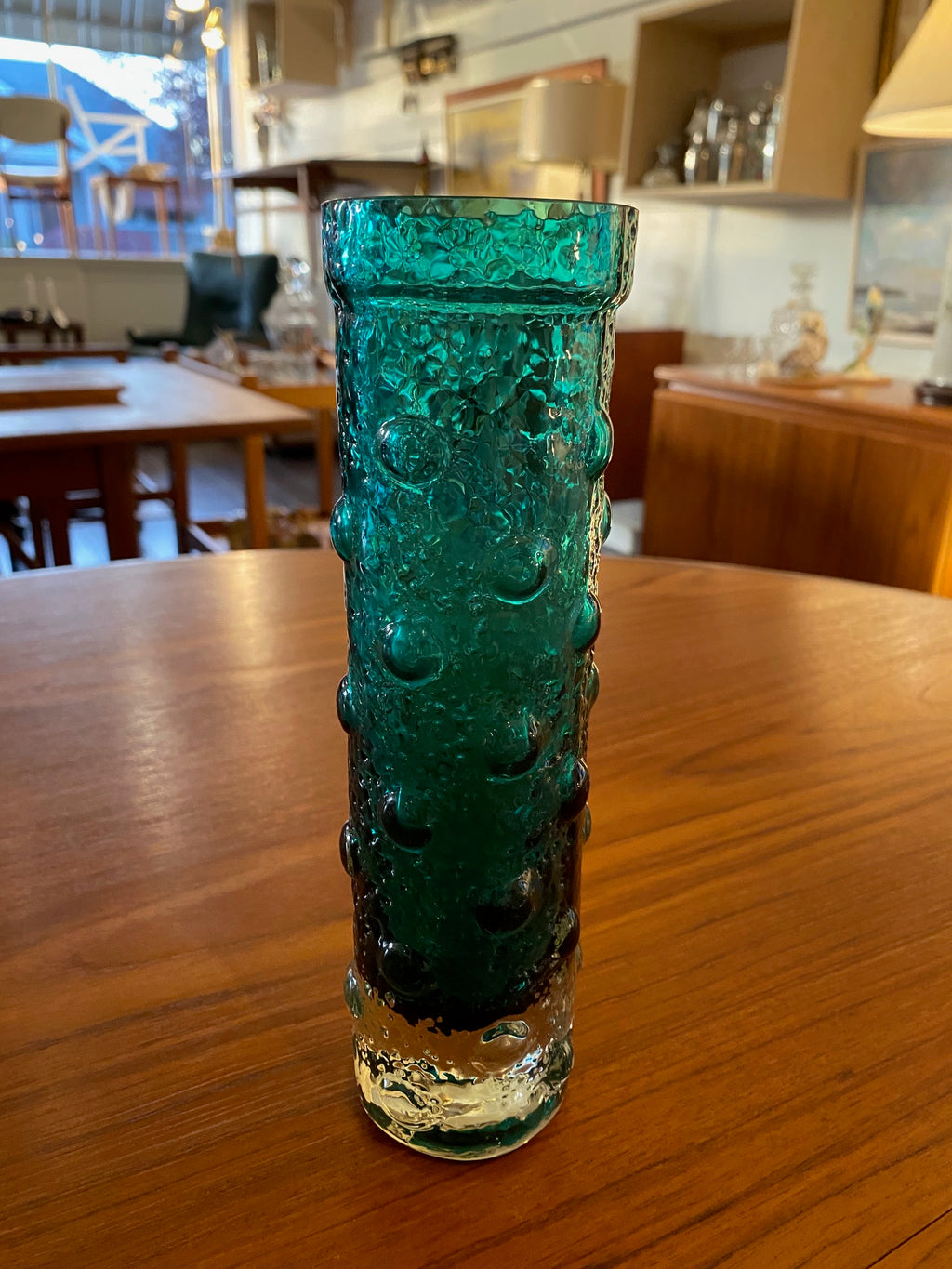 MCM teal Bubble Vase by Tamara Aladin. Made in  Riihimaen, Finland- Cook Street Vintage