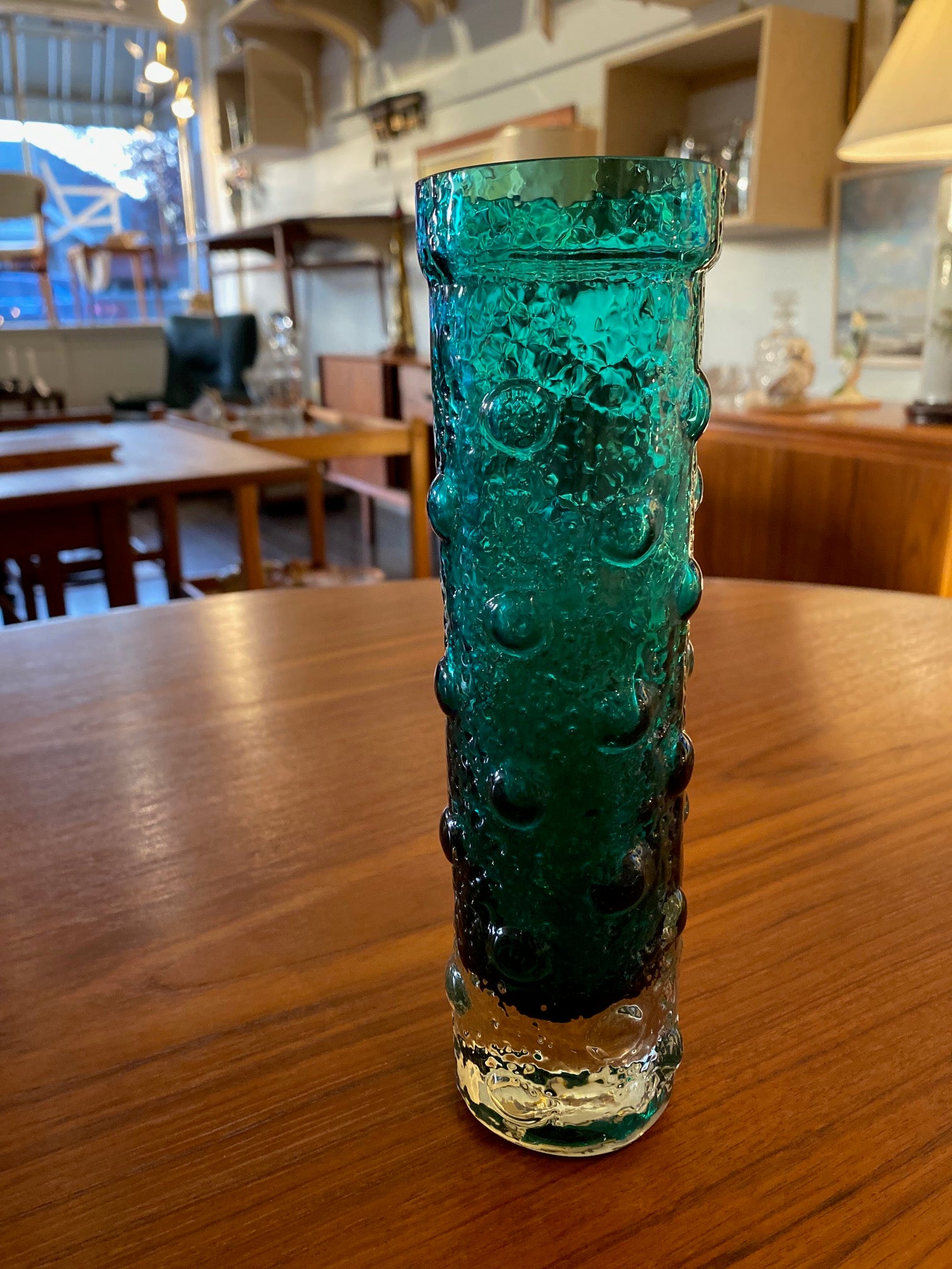MCM teal Bubble Vase by Tamara Aladin. Made in  Riihimaen, Finland- Cook Street Vintage