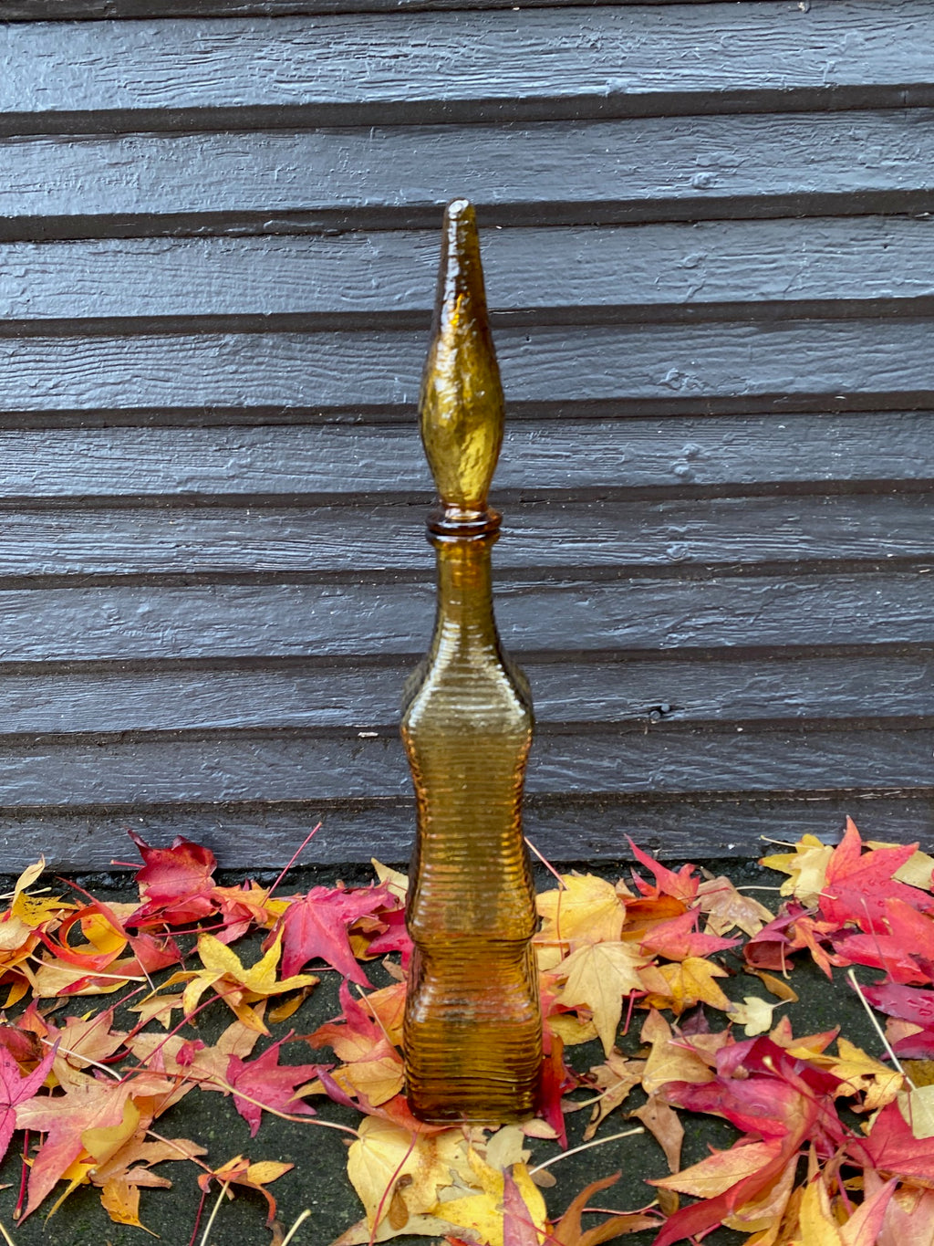 Empoli Italy Decorative Amber Genie Bottle- Cook Street Vintage