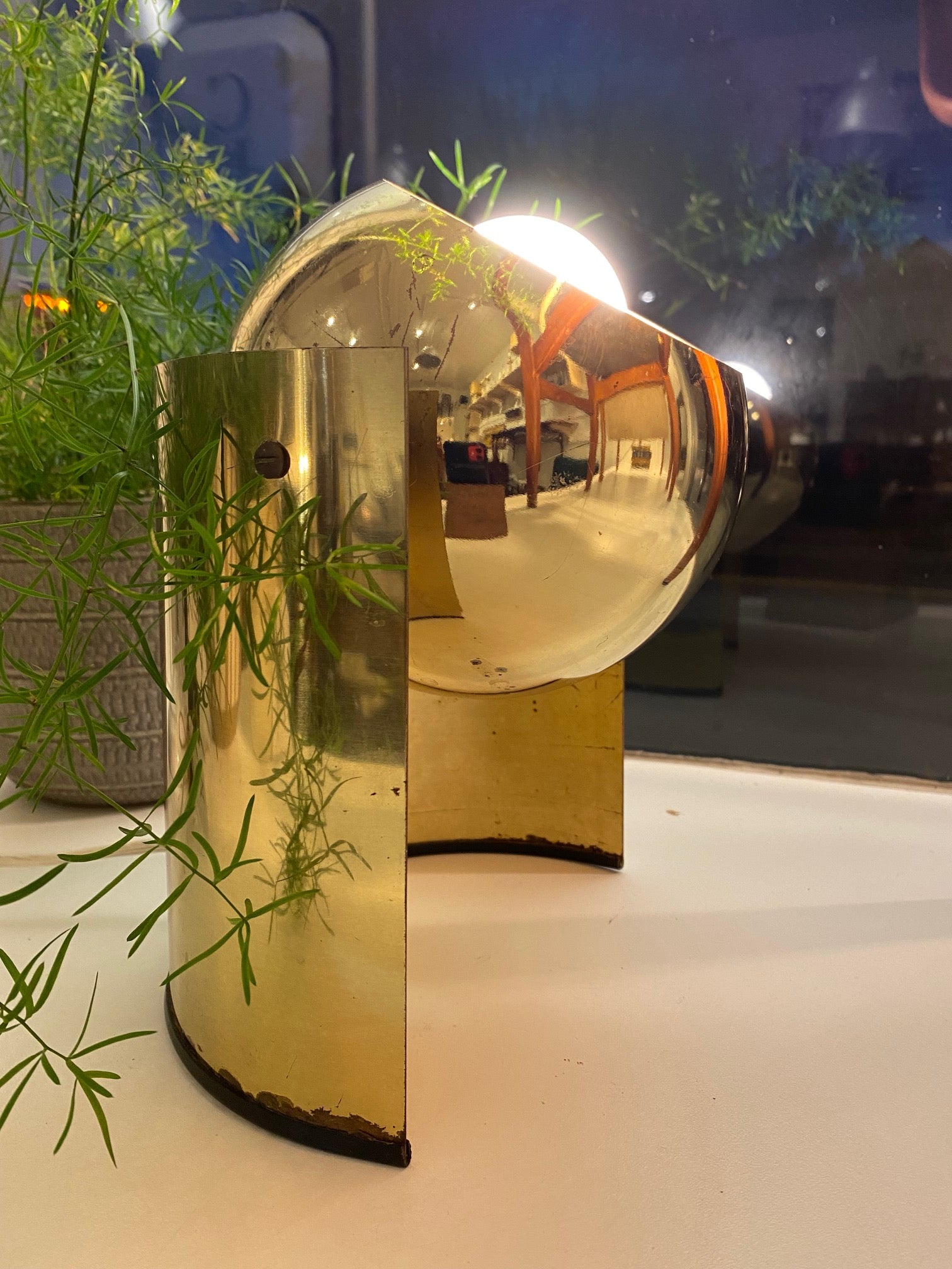 Small MCM Brass Eyeball Lamp- Cook Street Vintage