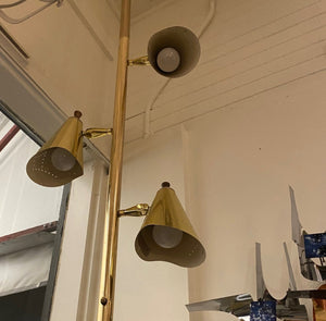 Three headed  MCM brass tension lamp- Cook Street Vintage