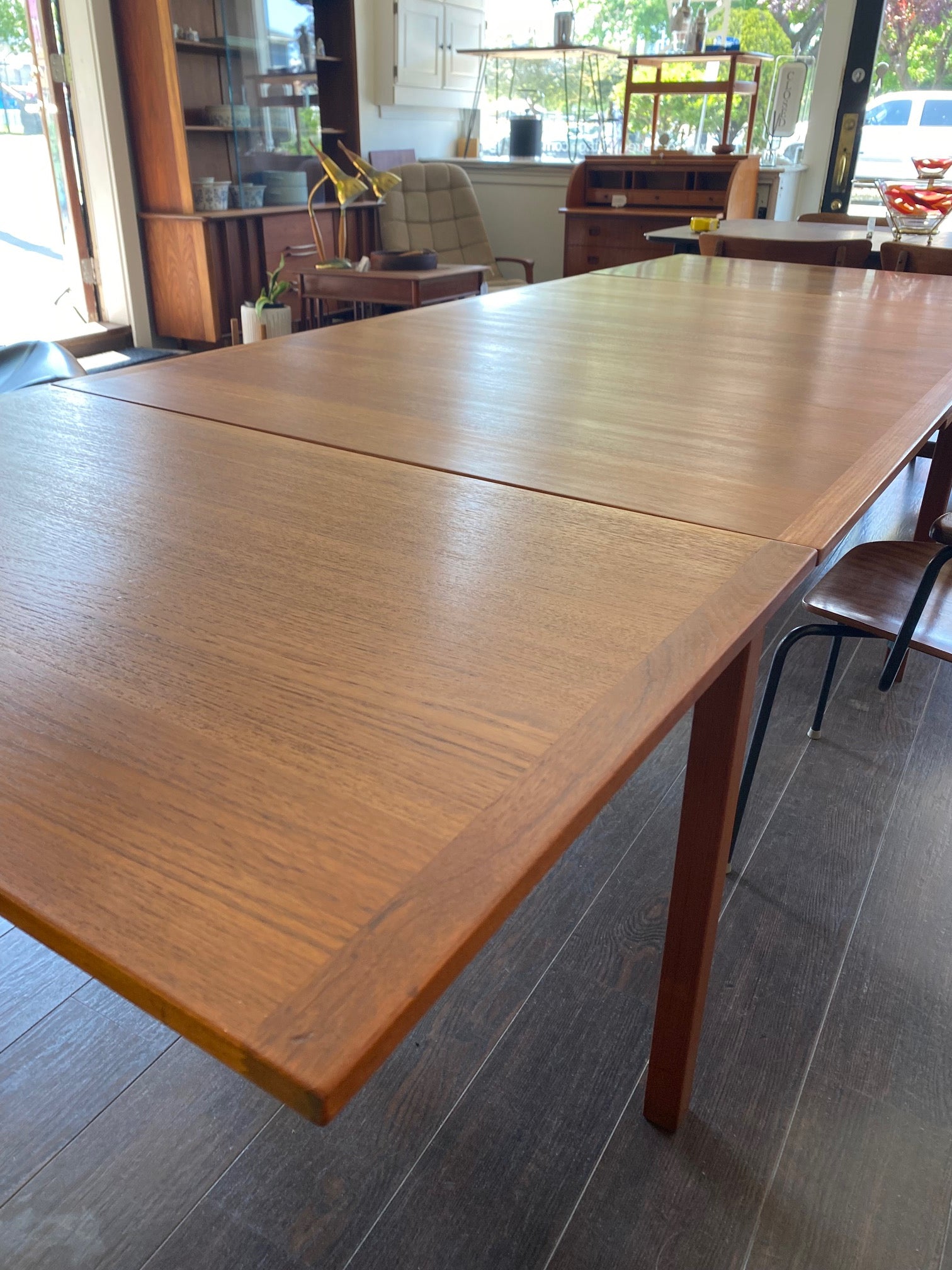 MCM teak dining table with extending leaves- Cook Street Vintage