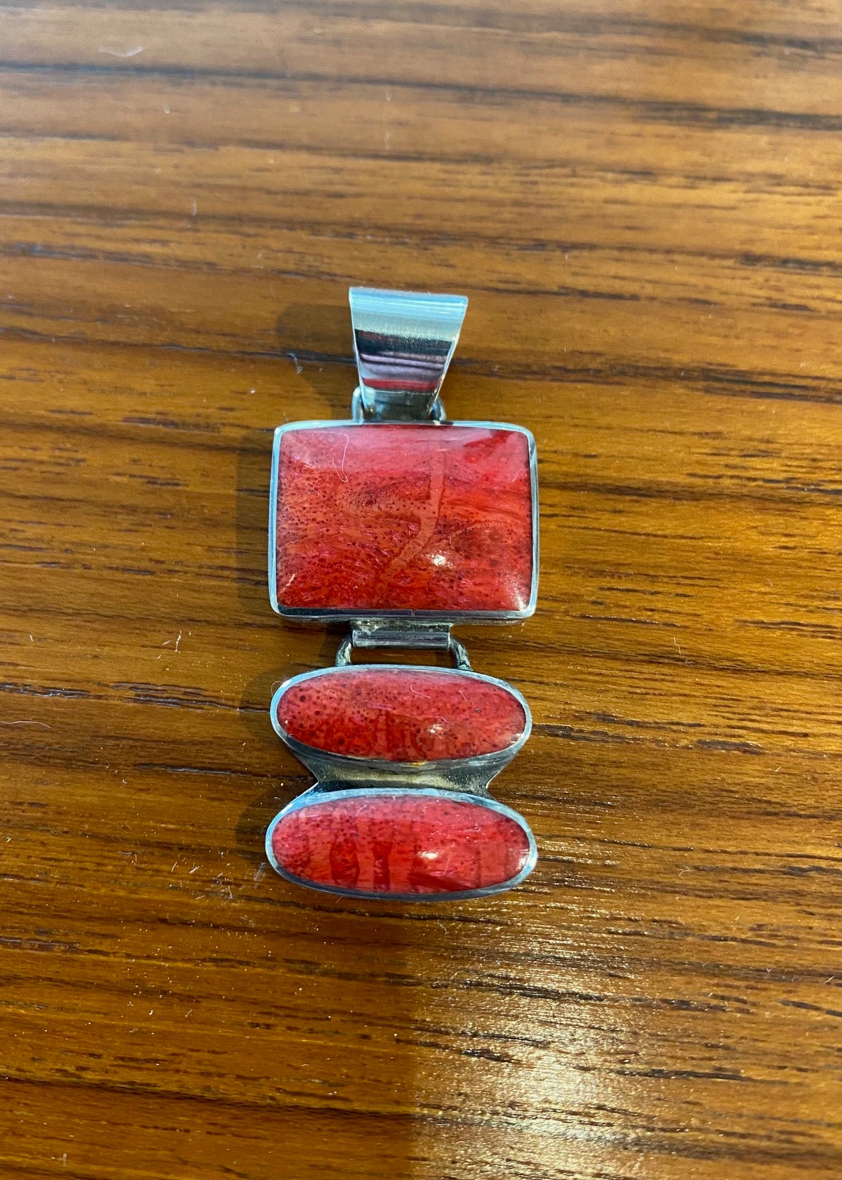 Sterling Silver and Carnelian 3 Tiered Vintage Pendant