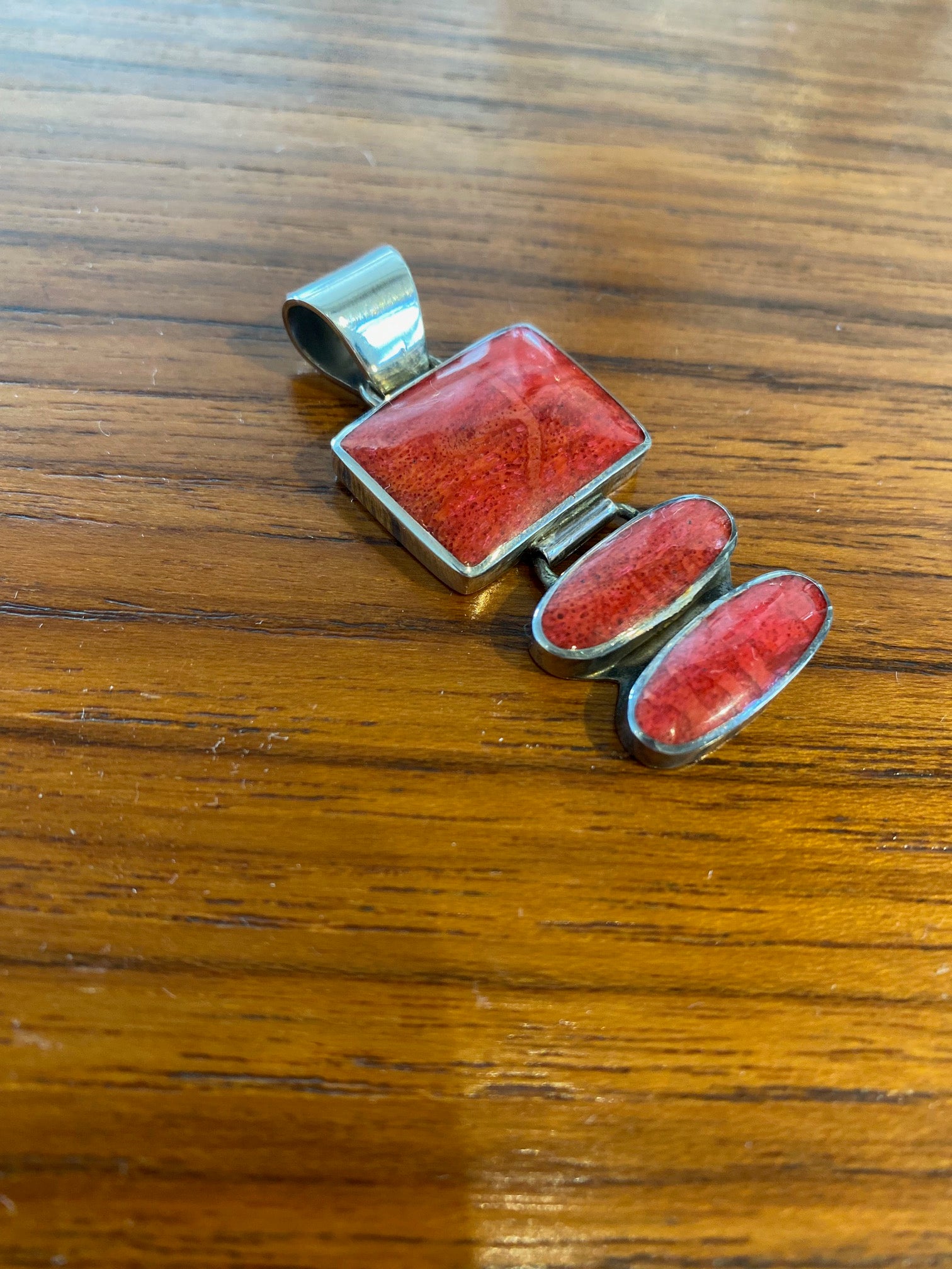 Sterling Silver and Carnelian 3 Tiered Vintage Pendant