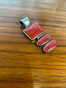 Sterling Silver and Carnelian 3 Tiered Vintage Pendant