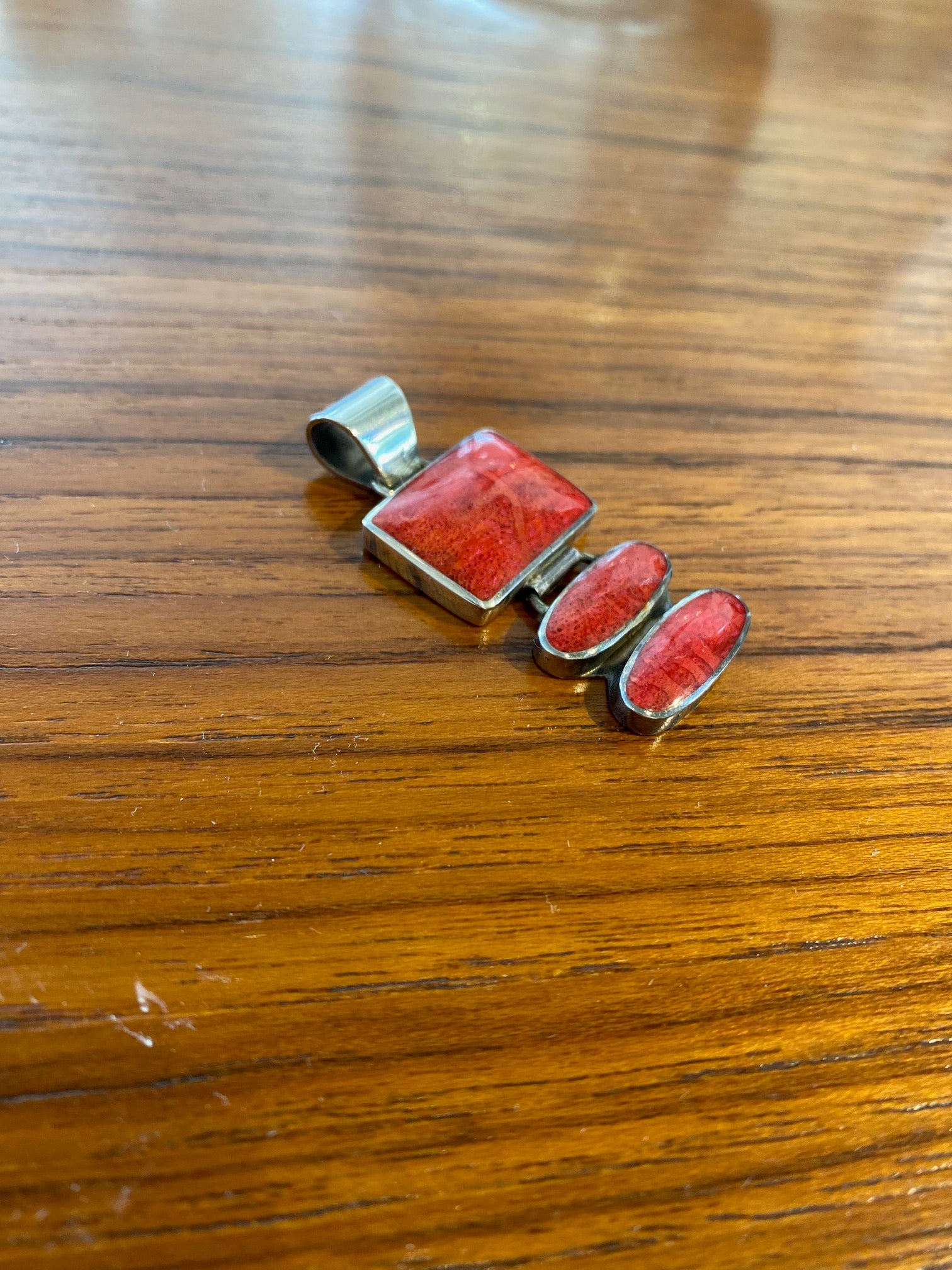 Sterling Silver and Carnelian 3 Tiered Vintage Pendant
