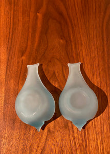 Pair of Westmoreland Blue Satin Glass Bird Votives