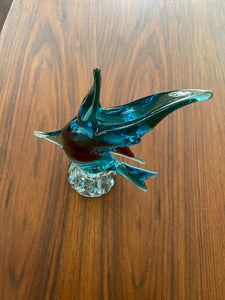 Vintage Blue Murano Fish Vase