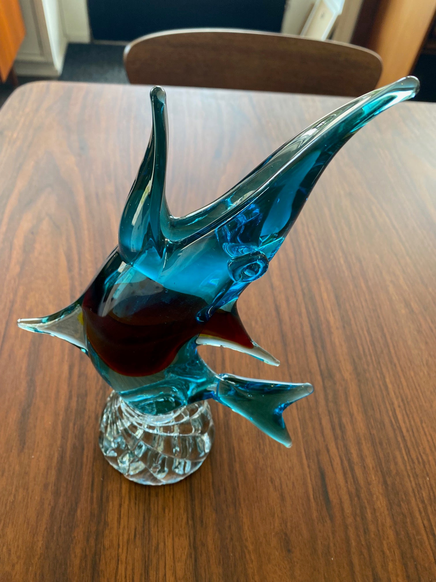 Vintage Blue Murano Fish Vase