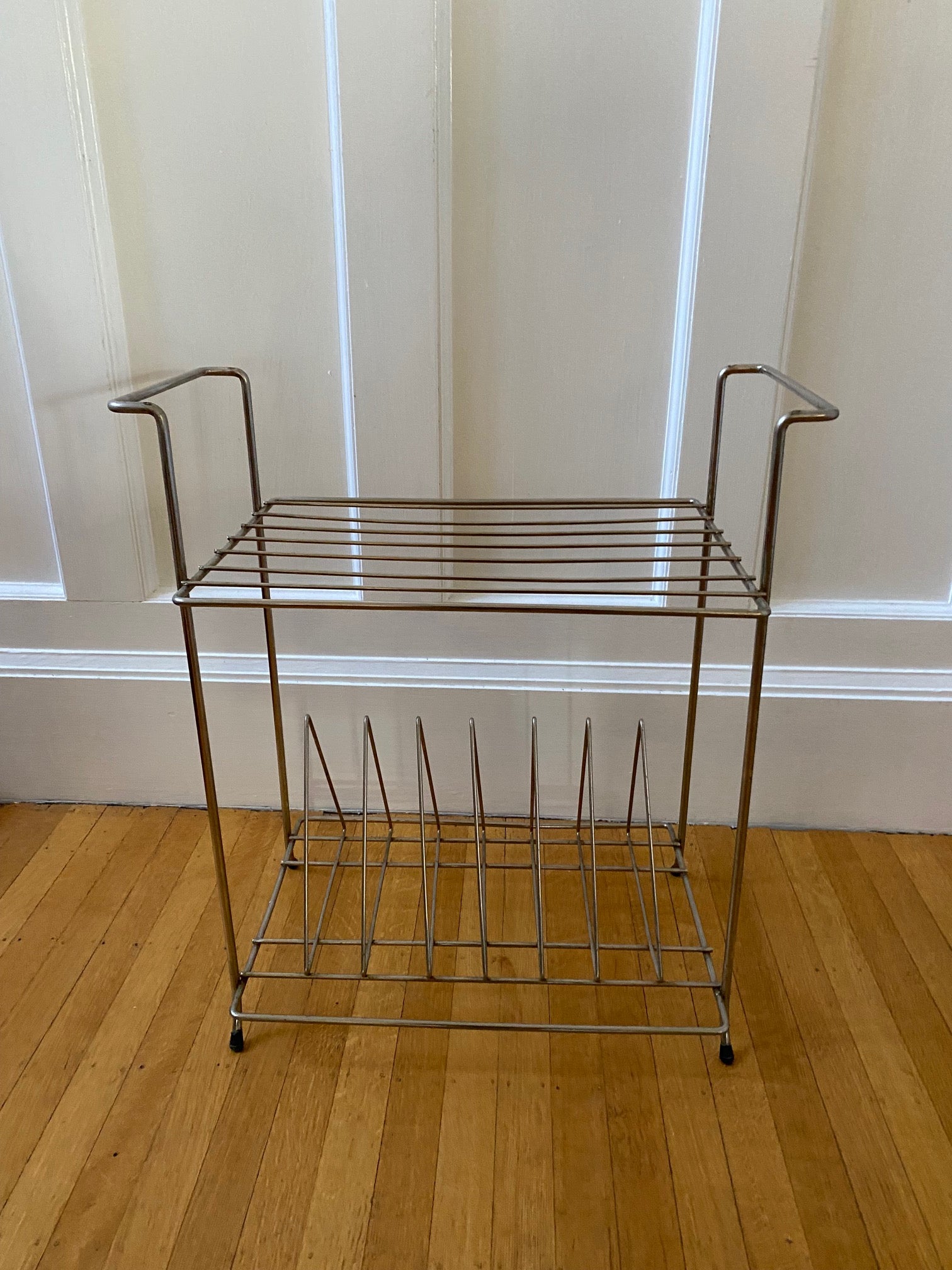 Vintage Brass Magazine and Vinyl Rack