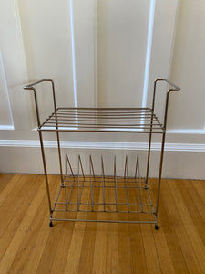 Vintage Brass Magazine and Vinyl Rack