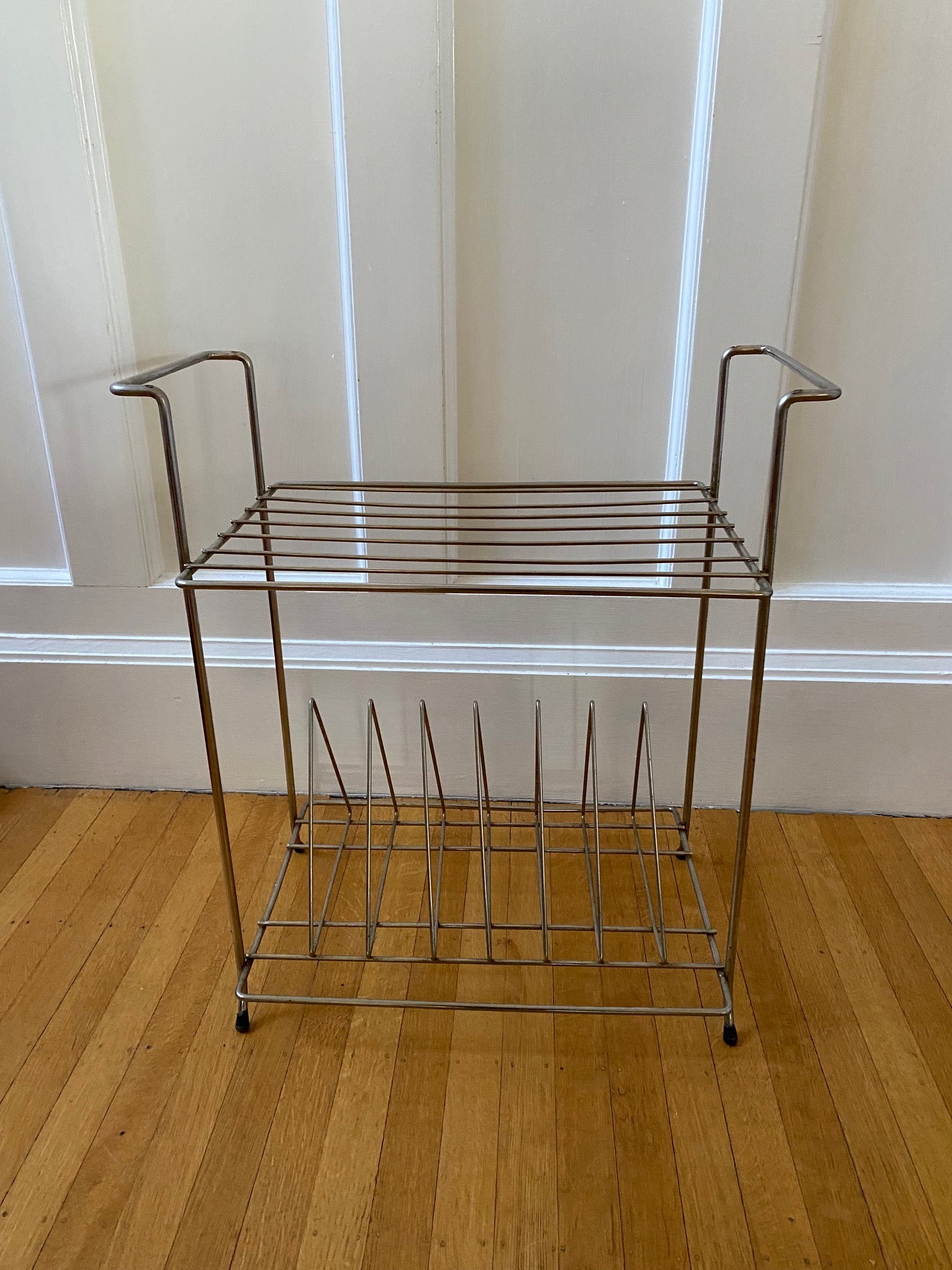 Vintage Brass Magazine and Vinyl Rack
