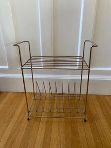 Vintage Brass Magazine and Vinyl Rack
