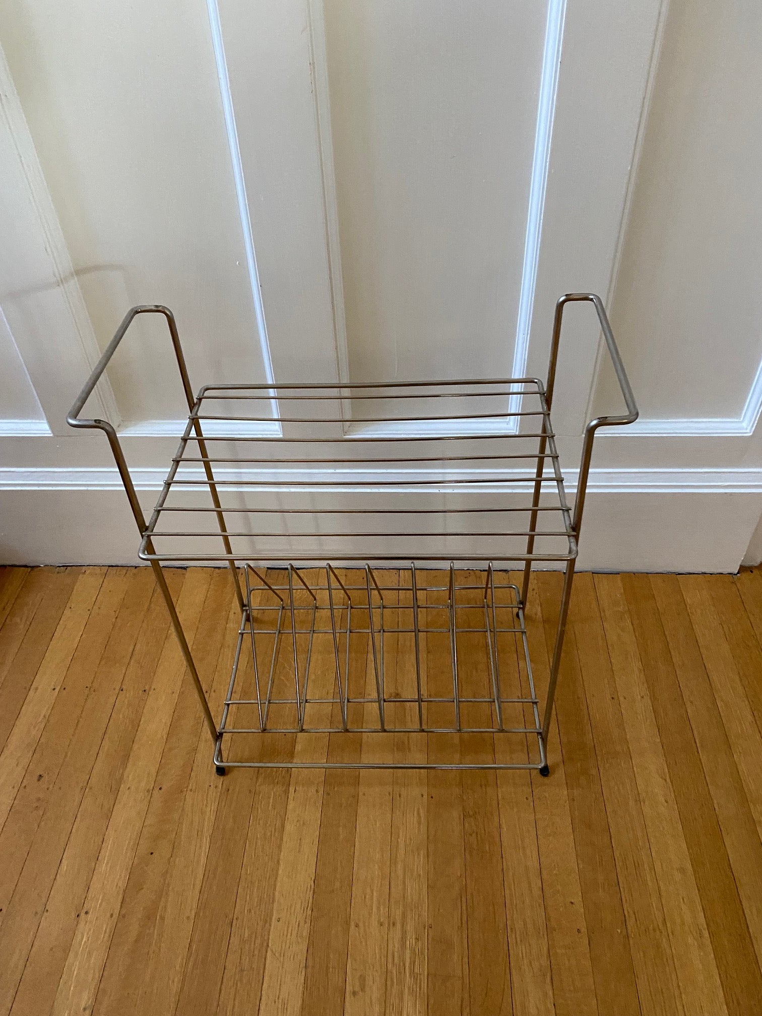 Vintage Brass Magazine and Vinyl Rack