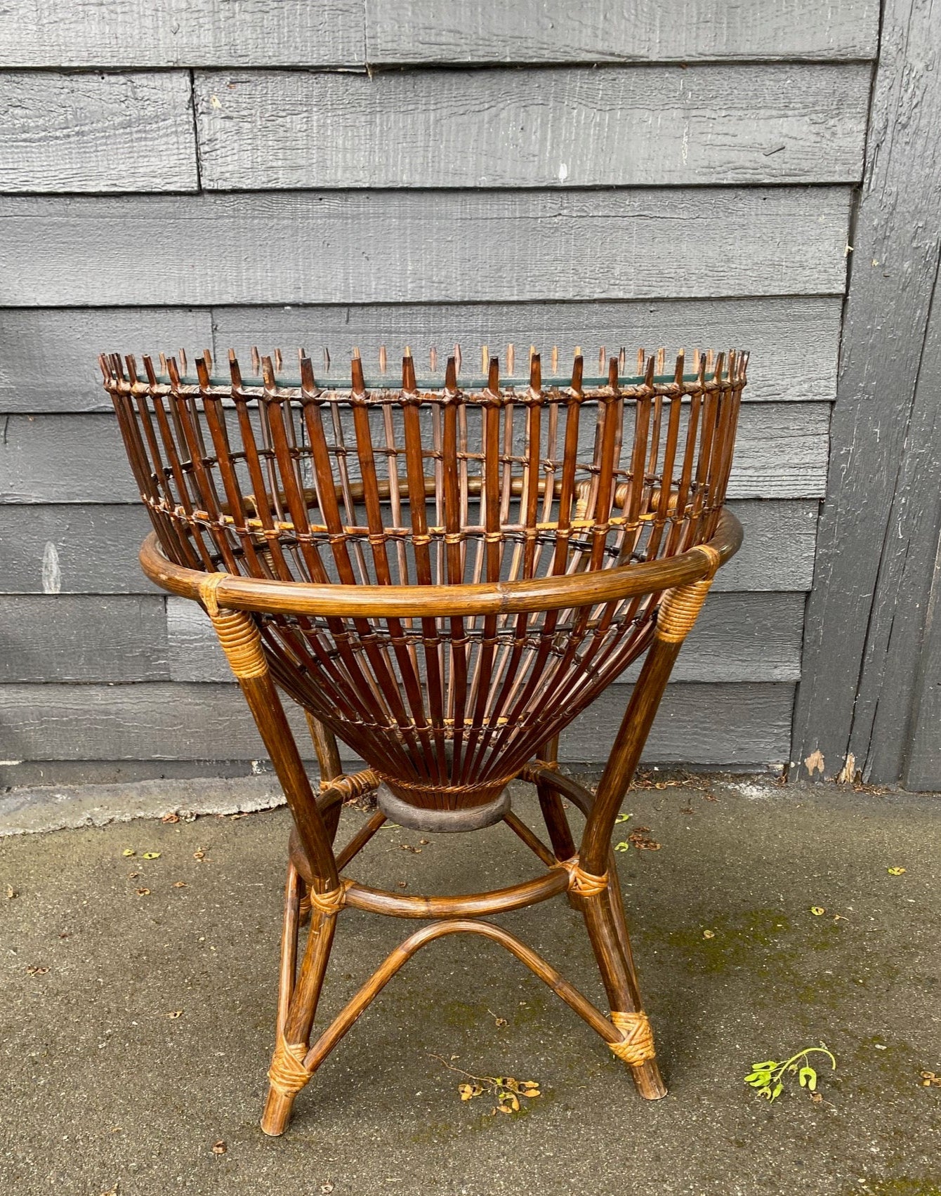 Originally designed by Franco Albini, this 1960s rattan table, also known as a "Fish Trap" table is in amazing condition- Cook Street Vintage