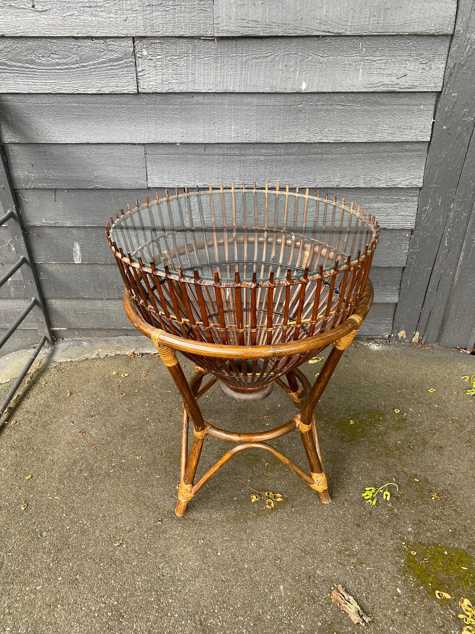 Originally designed by Franco Albini, this 1960s rattan table, also known as a "Fish Trap" table is in amazing condition- Cook Street Vintage